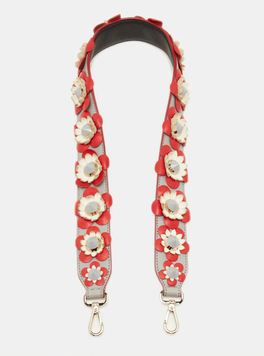 Fendi Multicolor Floral Applique Leather Shoulder Bag Strap