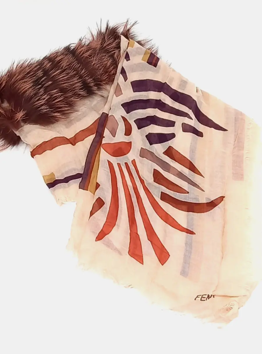 Fendi fur-trimmed shawl and scarf