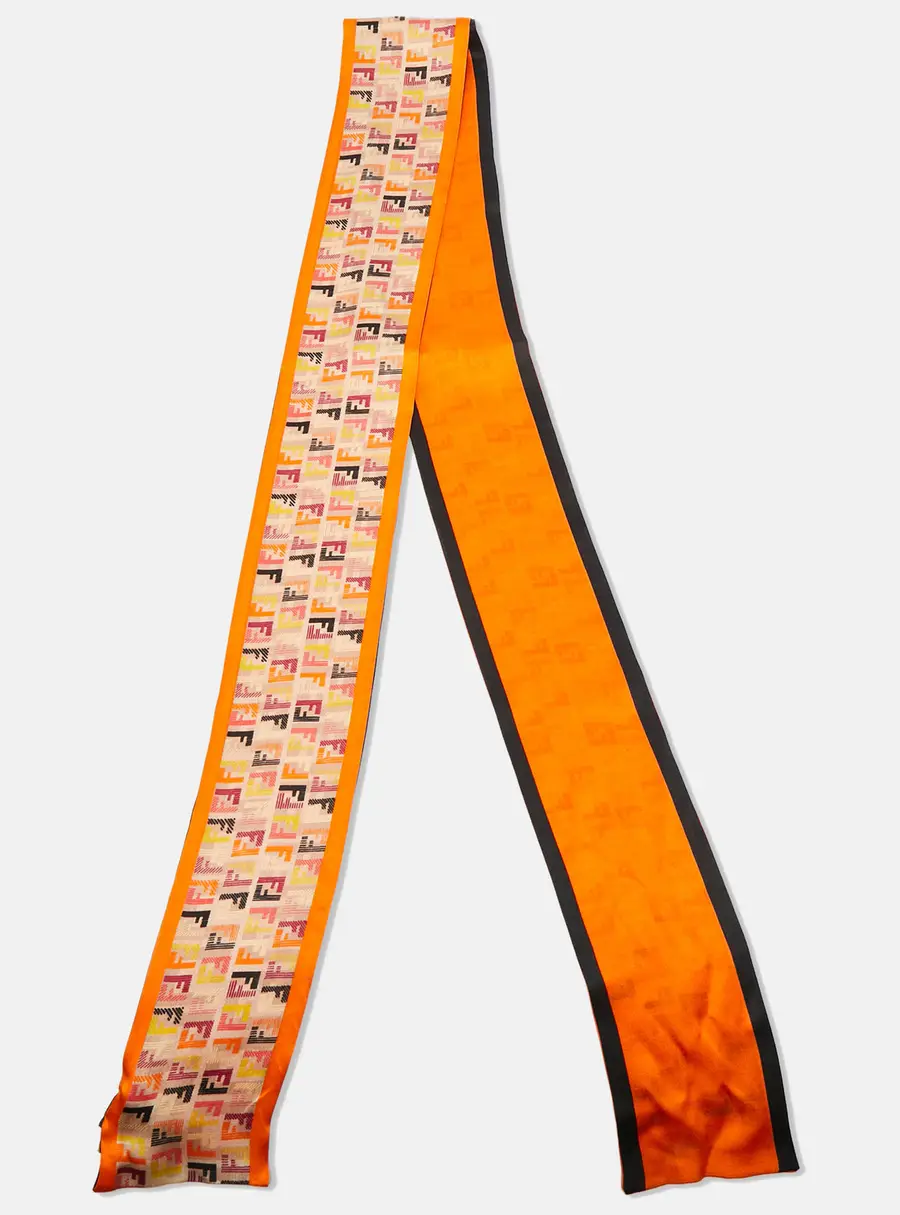 Fendi Multicolor Zuchino Pint Silk Bandeau Scarf