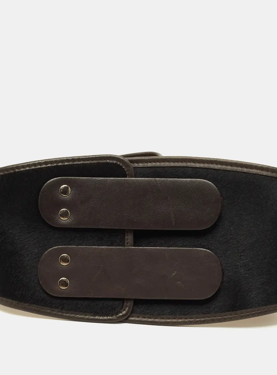 Fendi 65 CM Waist Belt Brown Calf Hair and Leather