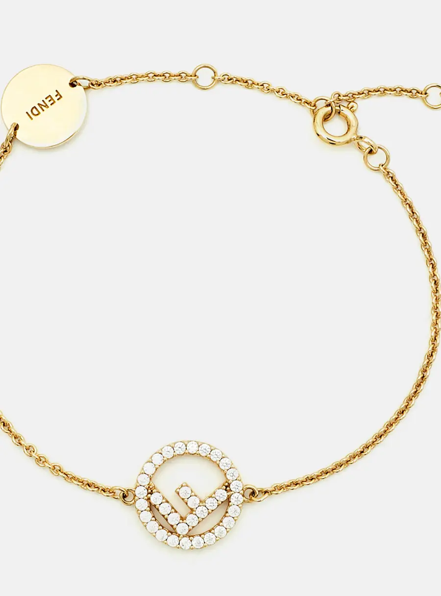 Fendi F is Fendi Crystal Gold Tone Bracelet
