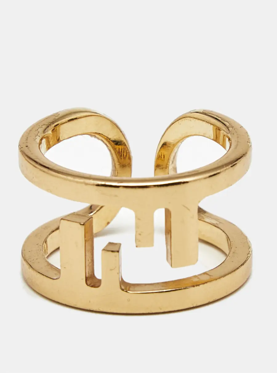 Fendi O'clock Gold Tone Ring Size 54