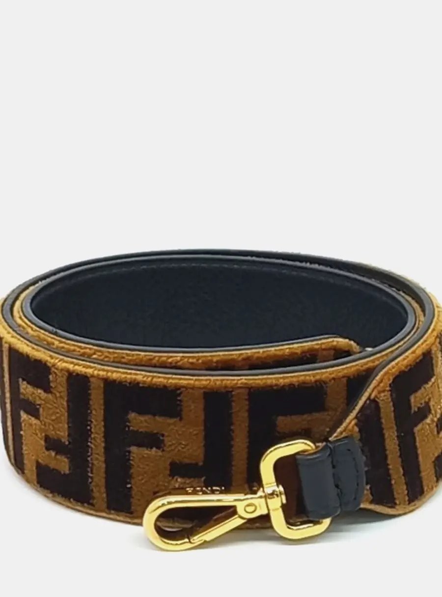 Fendi Black Brown Velvet Strap
