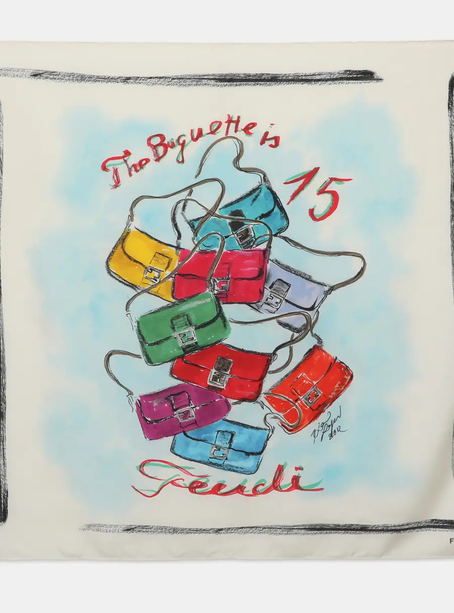 Fendi Multicolor The Baguette Printed Silk Scarf