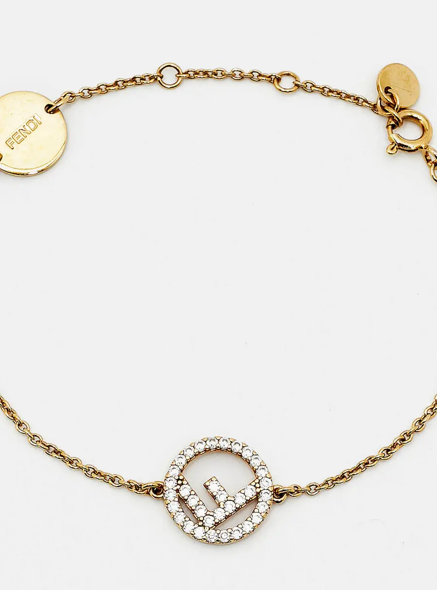 Fendi F is Fendi Crystals Gold Tone Bracelet