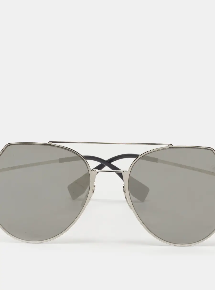 Fendi Black/Silver Tone FF 0194/S Aviators Sunglasses