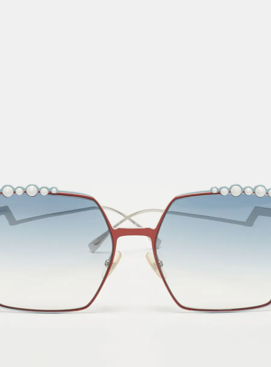 Fendi Blue/Silver Tone Gradient FF0259/S Studded Square Sunglasses