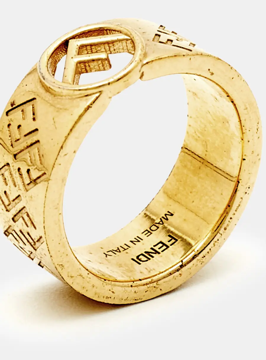 Fendi F is Fendi Gold Tone Ring Size 55