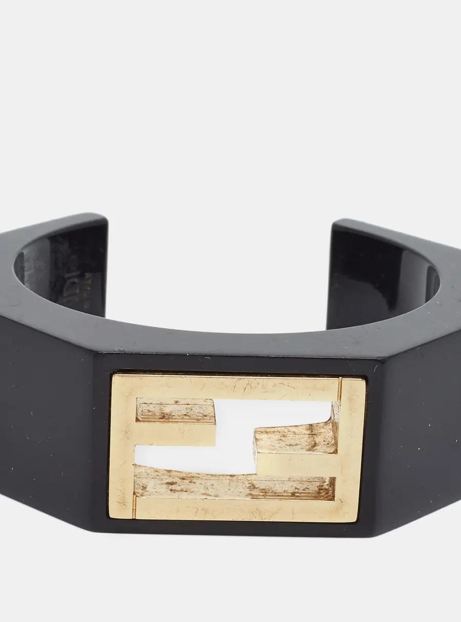 Fendi Baguette Resin Gold Tone Bracelet L