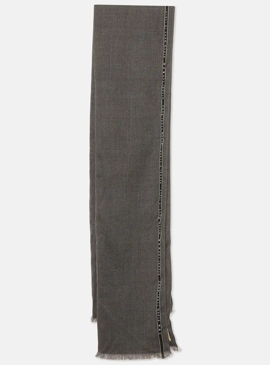 Fendi Grey Logo Patterned Textured Wool Infinity Scarf One Size