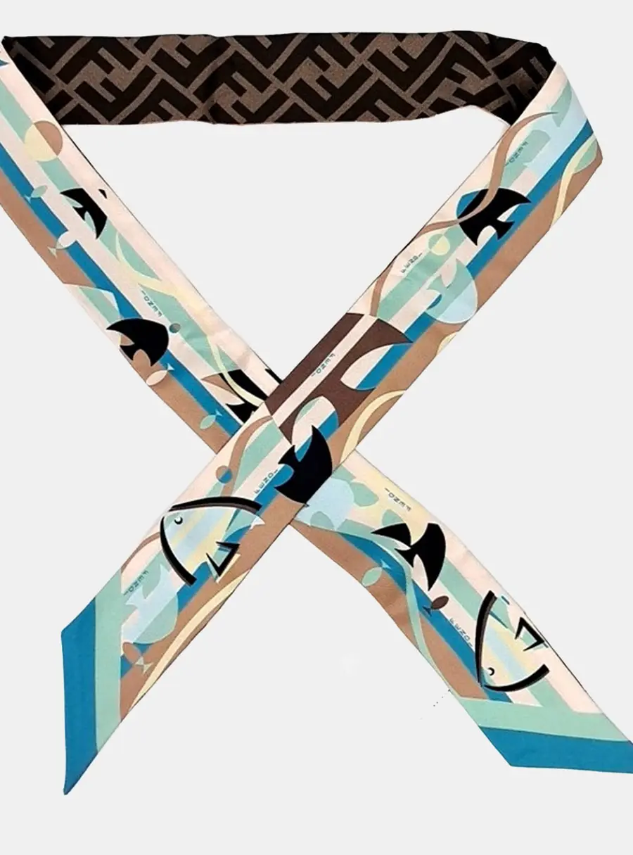 Fendi silk multicolor Twilly scarf
