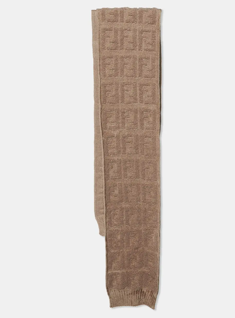 Fendi Beige FF Knit Mohair Wool Blend Stole
