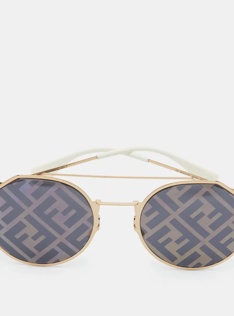 Fendi Brown/Gold Tone Zucca FFM0021/S Round Sunglasses