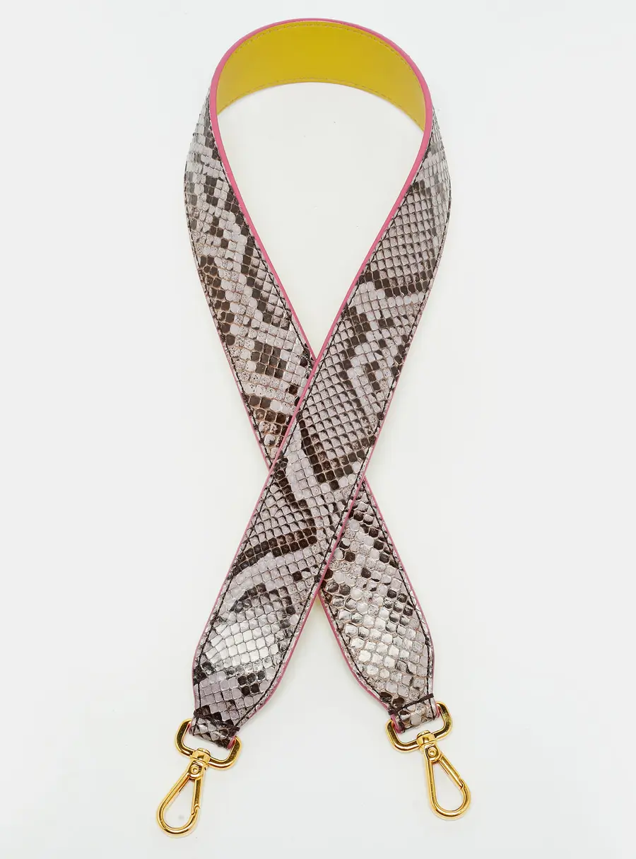 Fendi Bag Shoulder Strap Grey/Brown Python and Leather