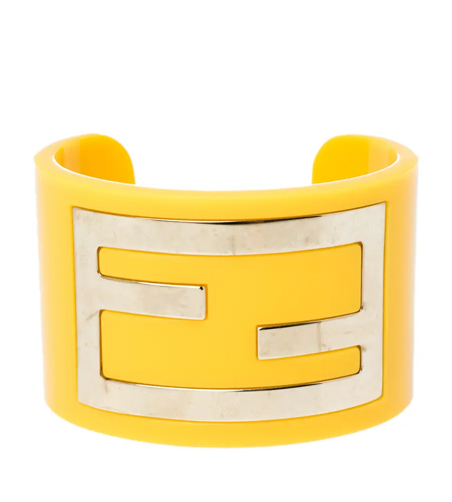 Fendi Yellow Resin Zucca Cuff Bracelet