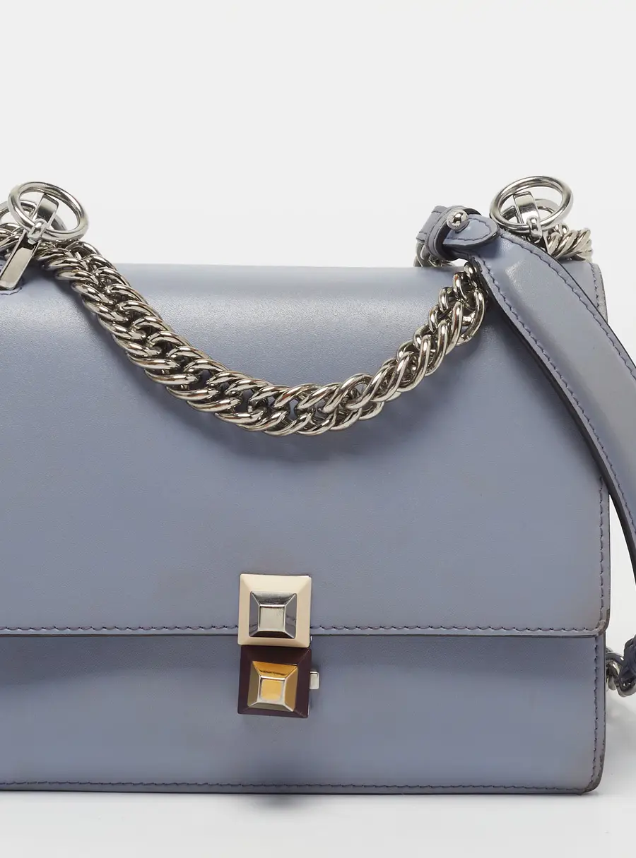 Fendi Kan I Mini Light Blue Leather Shoulder Bag