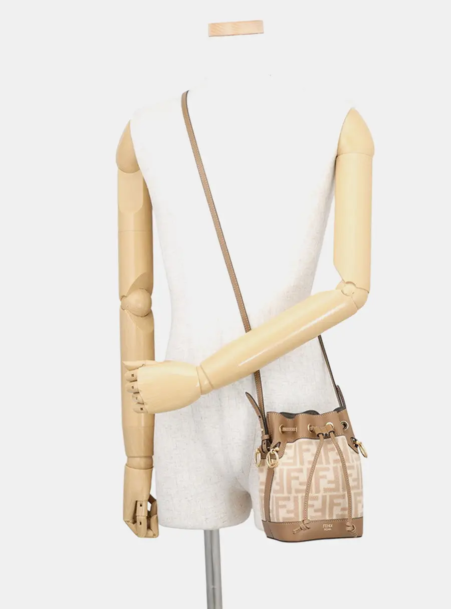 Fendi Montresor 2-Way Shoulder Bag Brown/Beige Leather Suede Size Mini