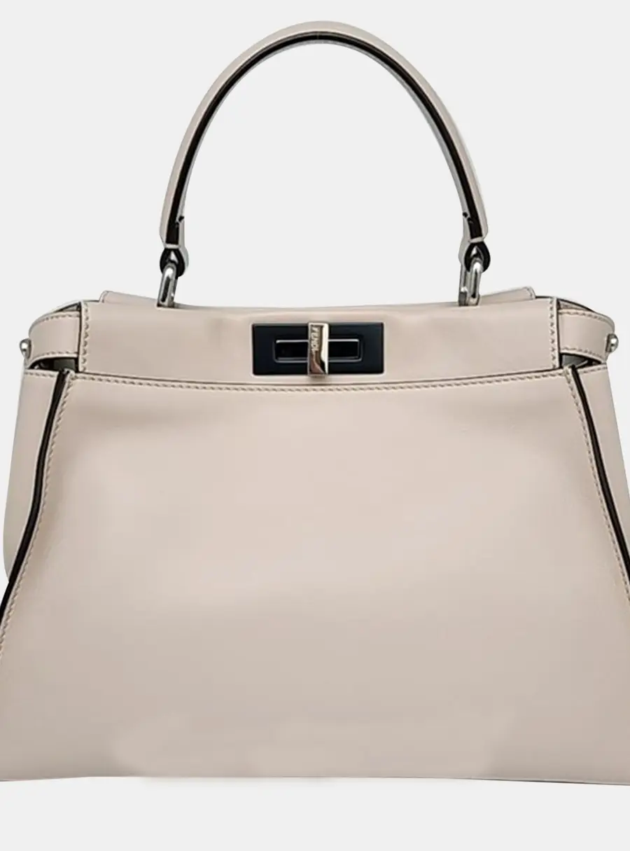 Fendi Neutral Pink Leather Peekaboo Medium Satchel Bag
