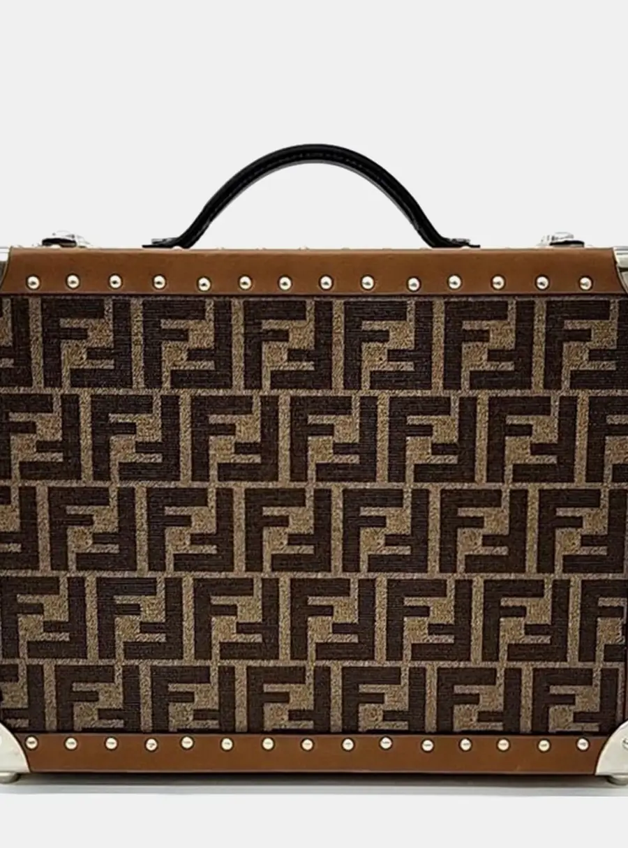 Fendi FF Monogram Small Brown Monogram Canvas Top Handle Bag