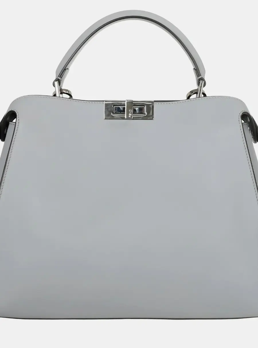 Fendi Peekaboo Large Light Blue Leather Top Handle Bag