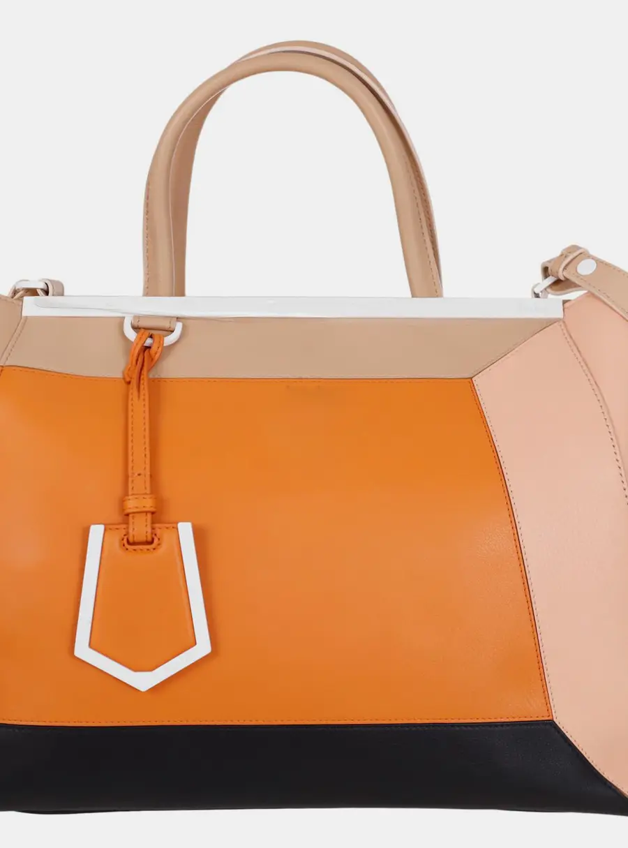 Fendi 2Jours Medium Multicolor Calfskin Leather Satchel Bag