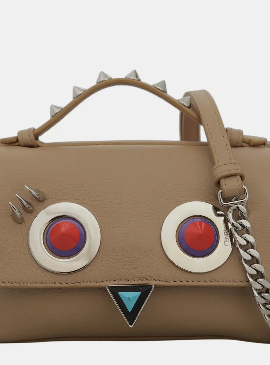 Fendi Hypnoteyes Double Micro Baguette Tan Leather Crossbody Bag