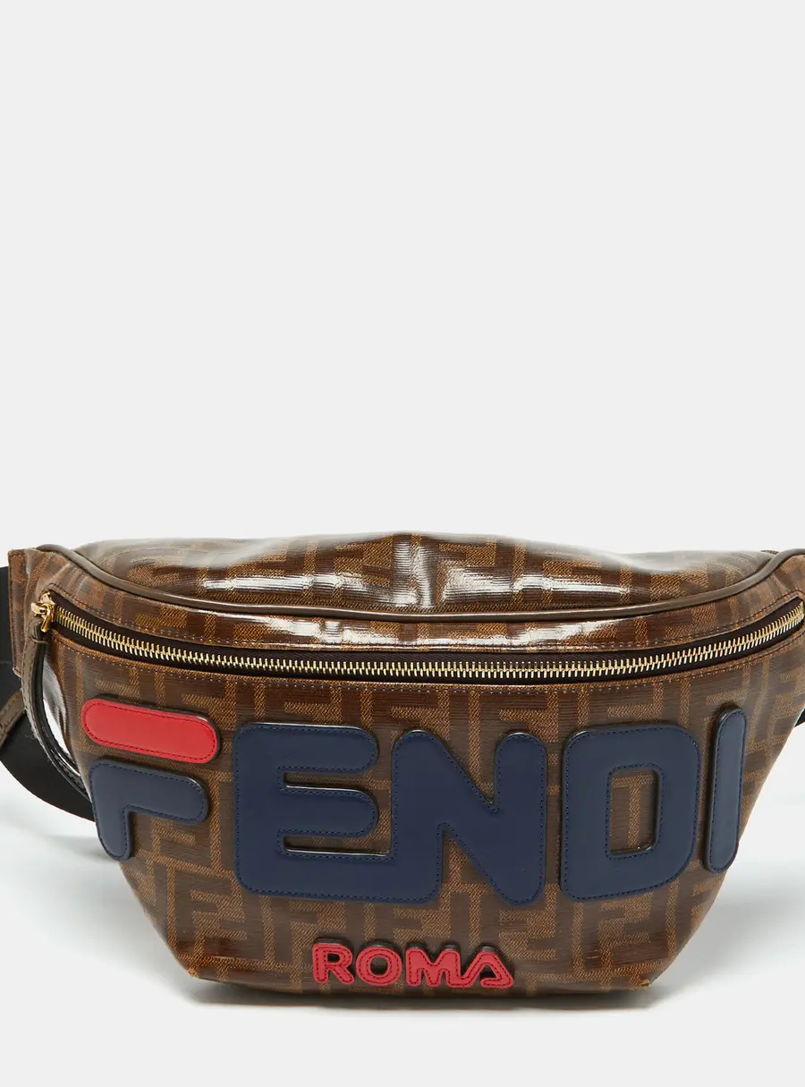 Fendi Fendi X Fila Brown Coated Canvas and Leather Belt Bags