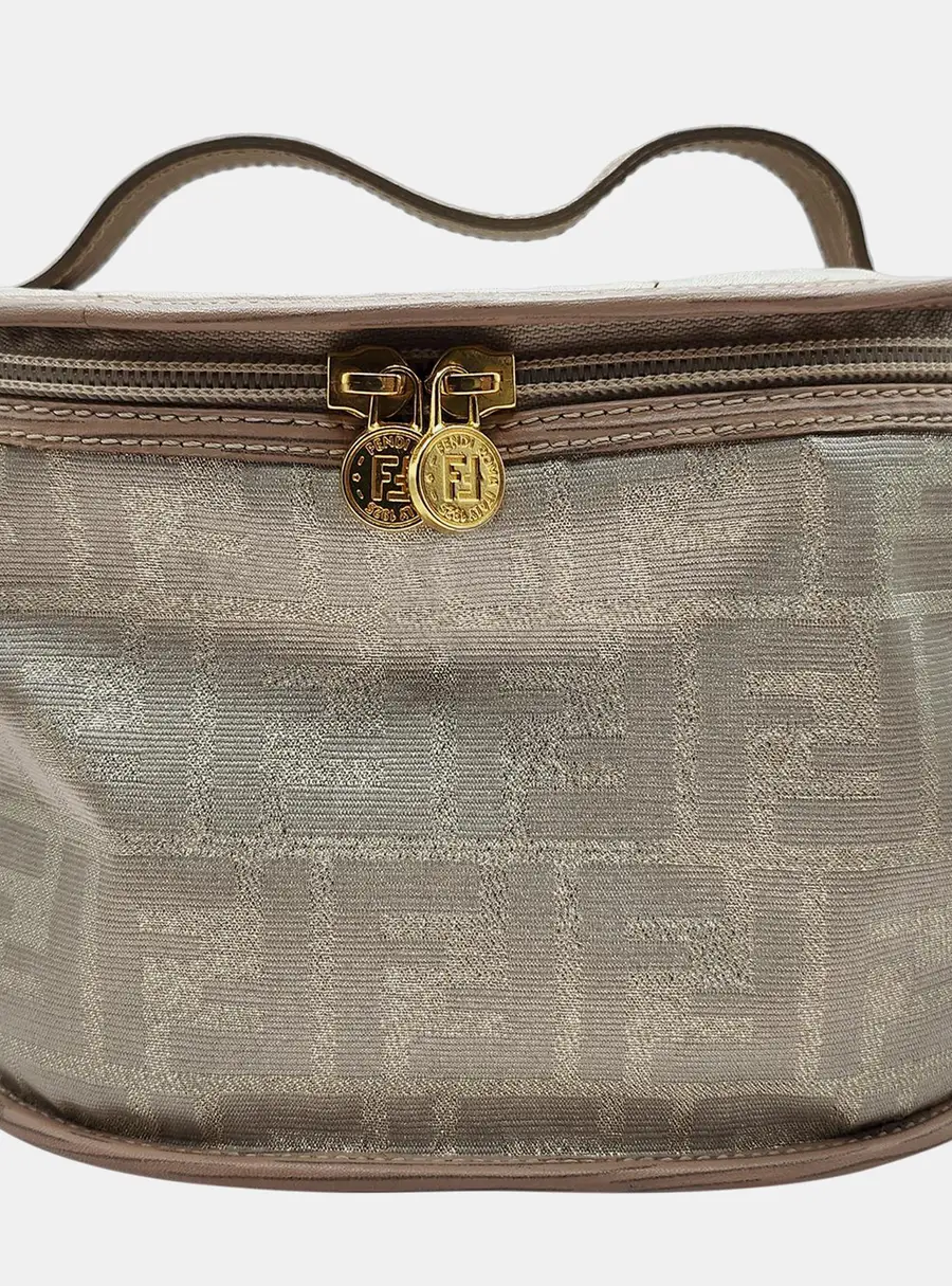Fendi Zucca Gold Canvas Vanity Bag