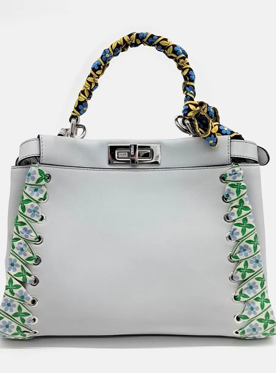 Fendi Blue Leather Peekaboo Regular Bag
