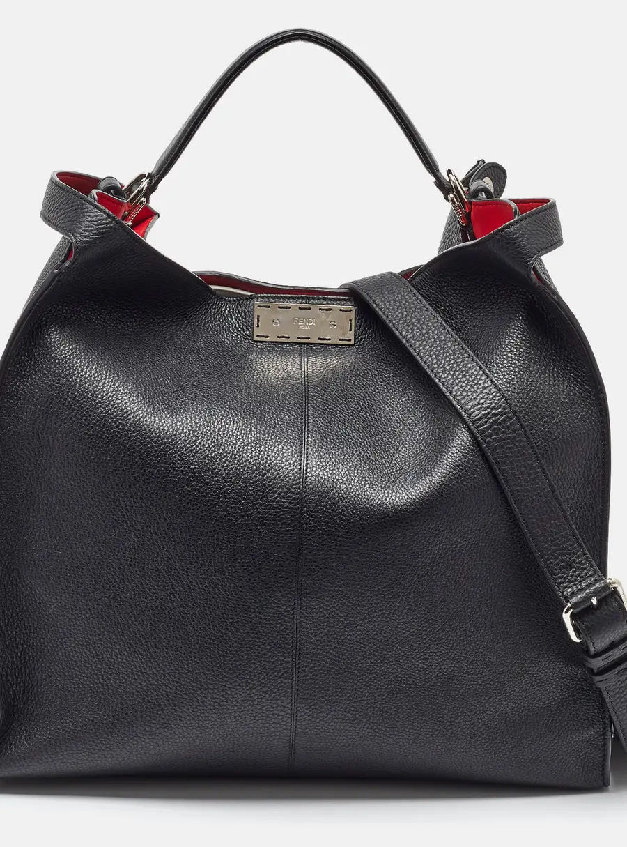 Fendi Black Leather Peekaboo X-Lite Fit Shopper Tote