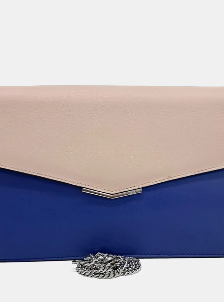 Fendi Blue Pink Leather Toujours Clutch and Shoulder Bag