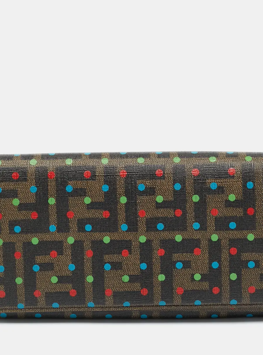 Fendi Tobacco Zucca Coated Canvas Polka Dot Flap Continental Wallet