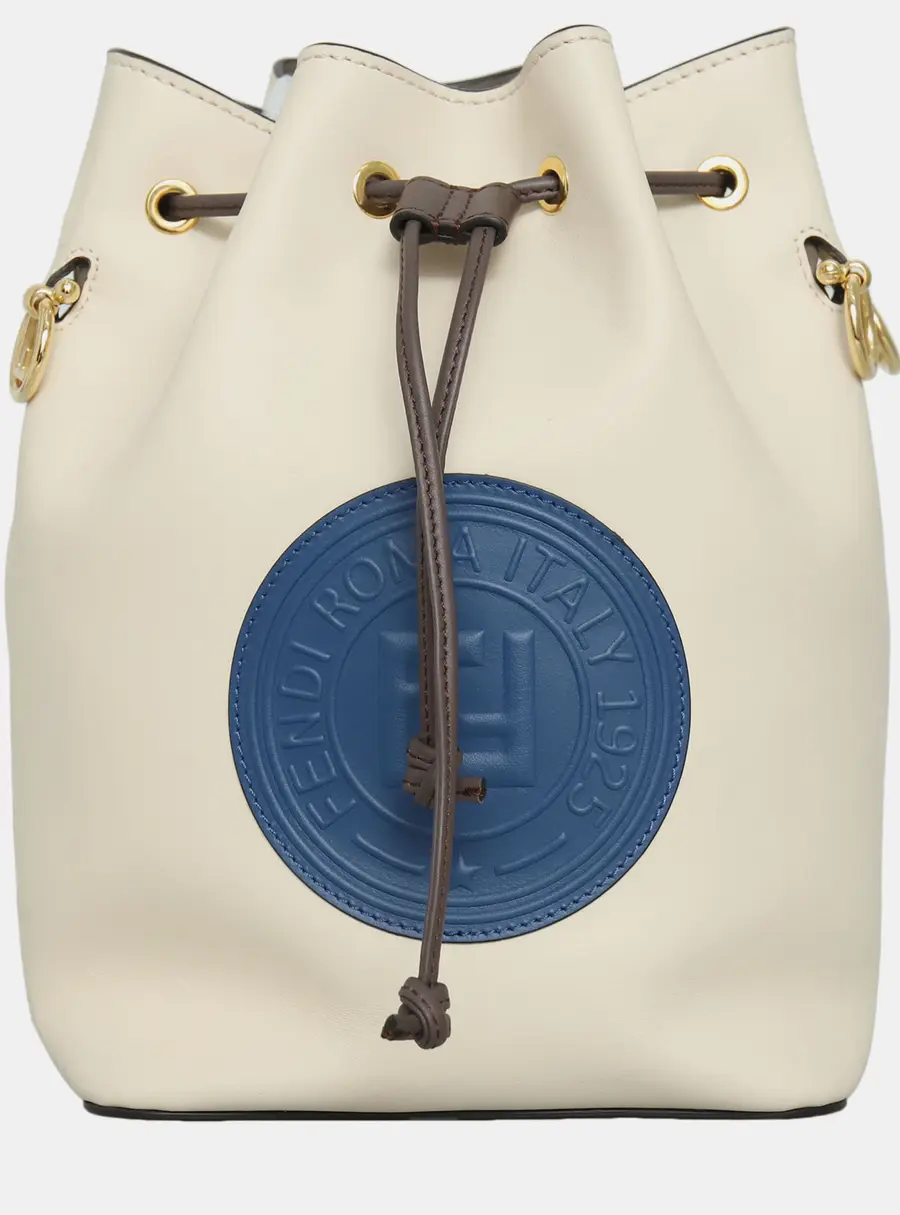 Fendi Mon Tresor Small Milk White Grained Calfskin Leather Bucket Bag