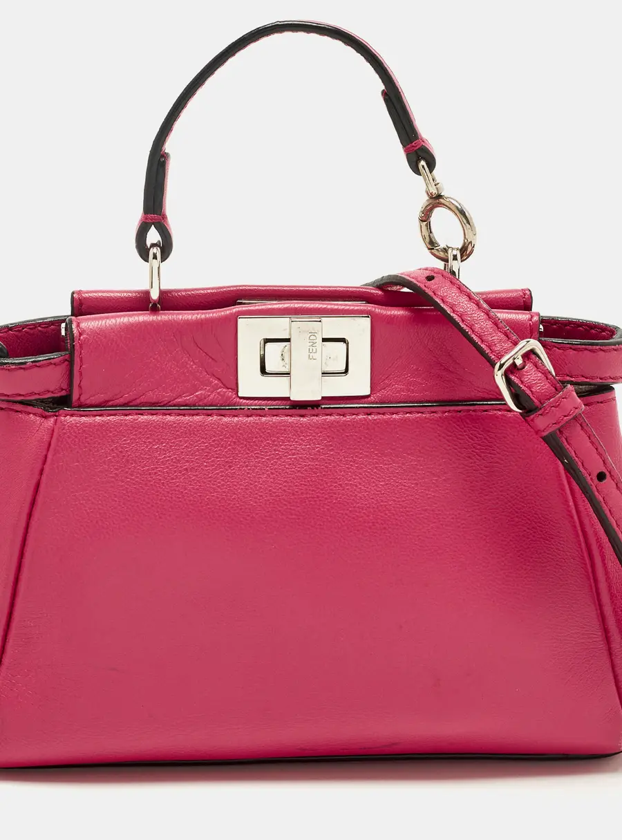 Fendi Peekaboo Micro Fuchsia Leather Crossbody Bag