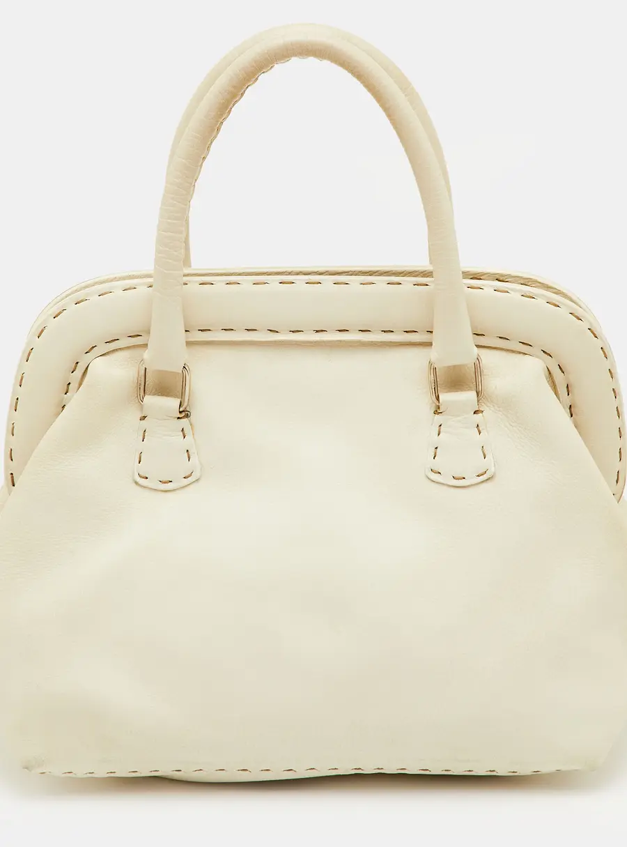 Fendi Adele White Leather Selleria Satchel