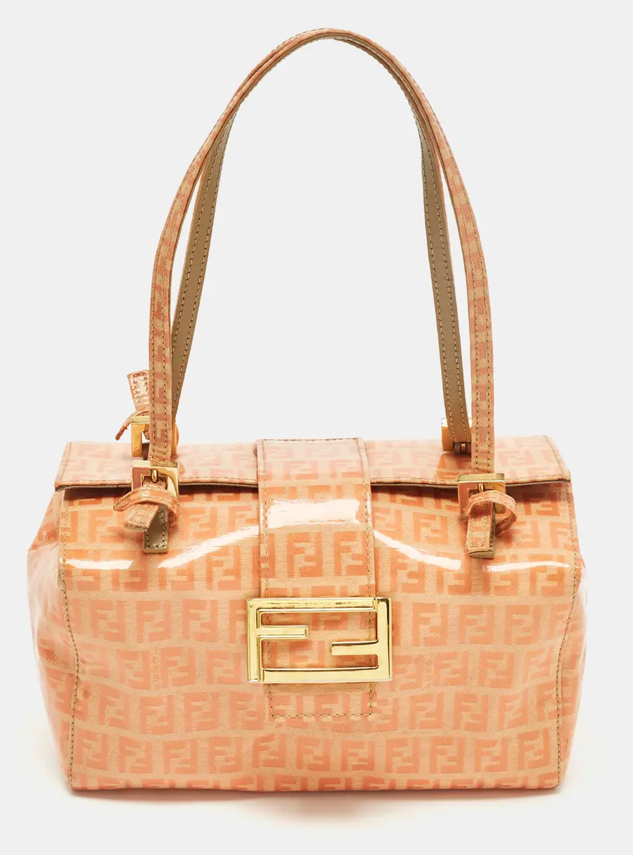 Fendi Orange Zucchino Coated Fabric Mamma Baguette Bag