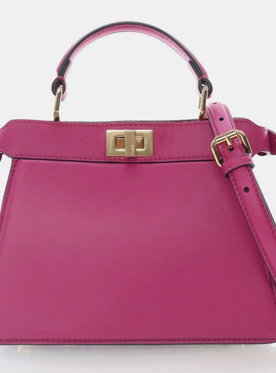 Fendi Petite Peekaboo ISeeU Fuchsia Lambskin Leather Top Handle Bag