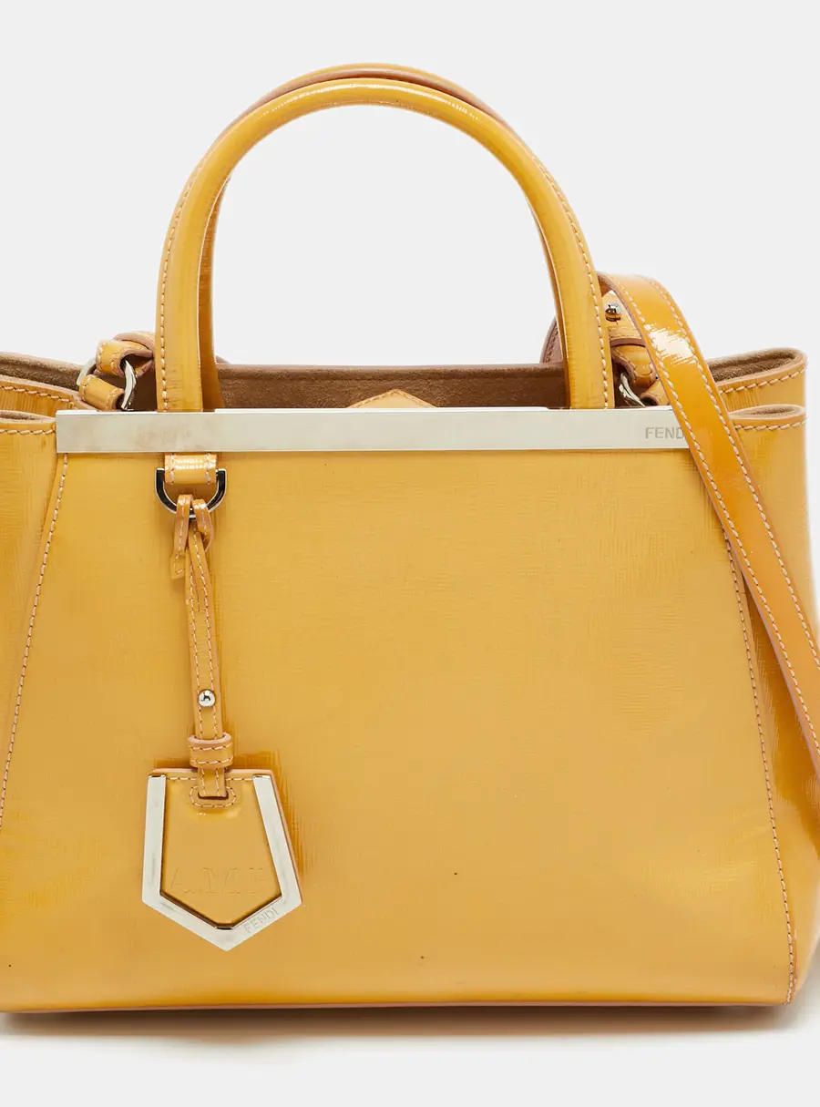 Fendi 2Jours Small Mustard Patent Leather Tote