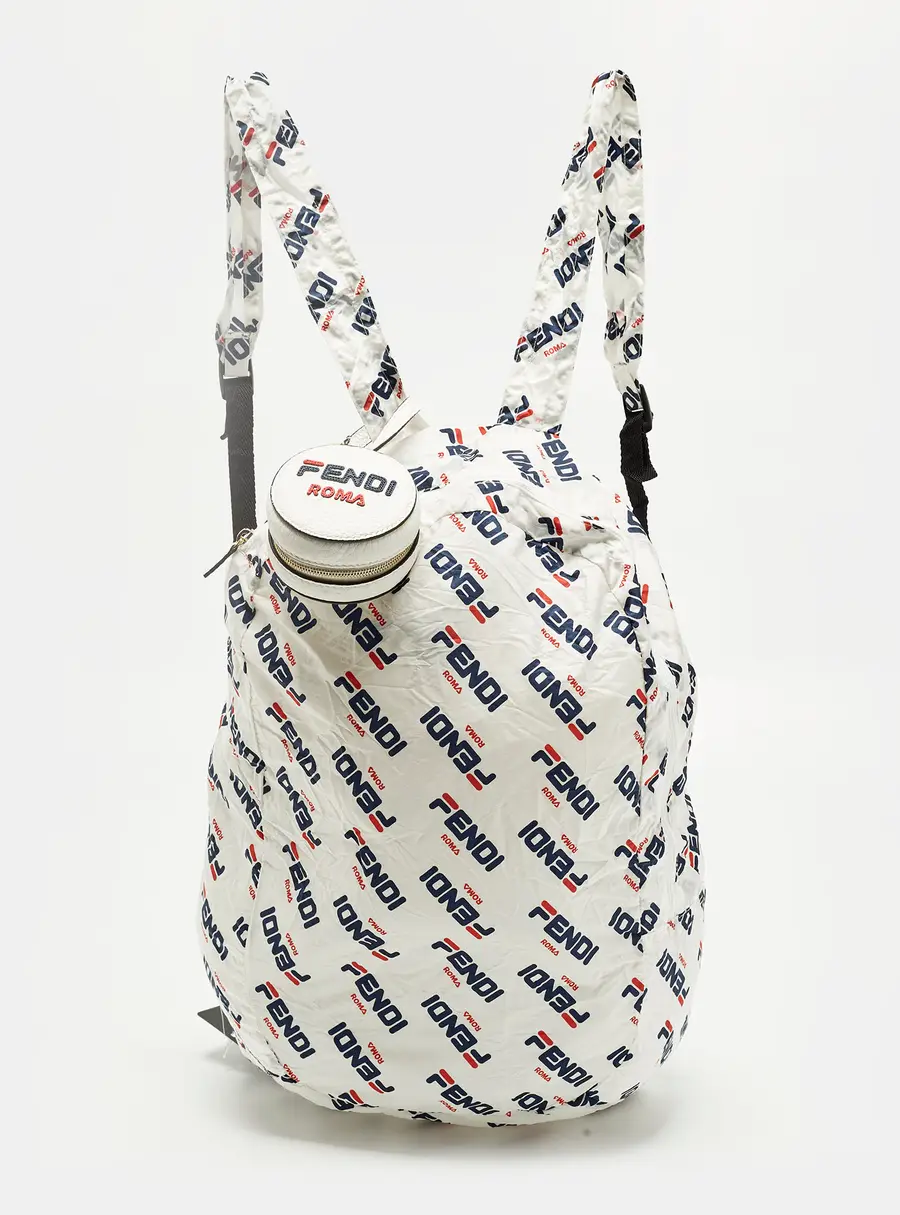 Fendi x Fila Mania White Nylon Packable Backpack