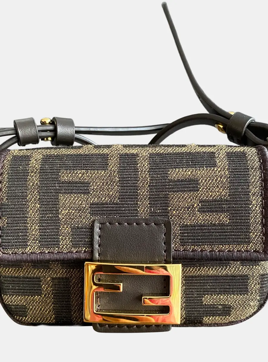 Fendi Baguette Mini Black Zucca Canvas Shoulder Bag
