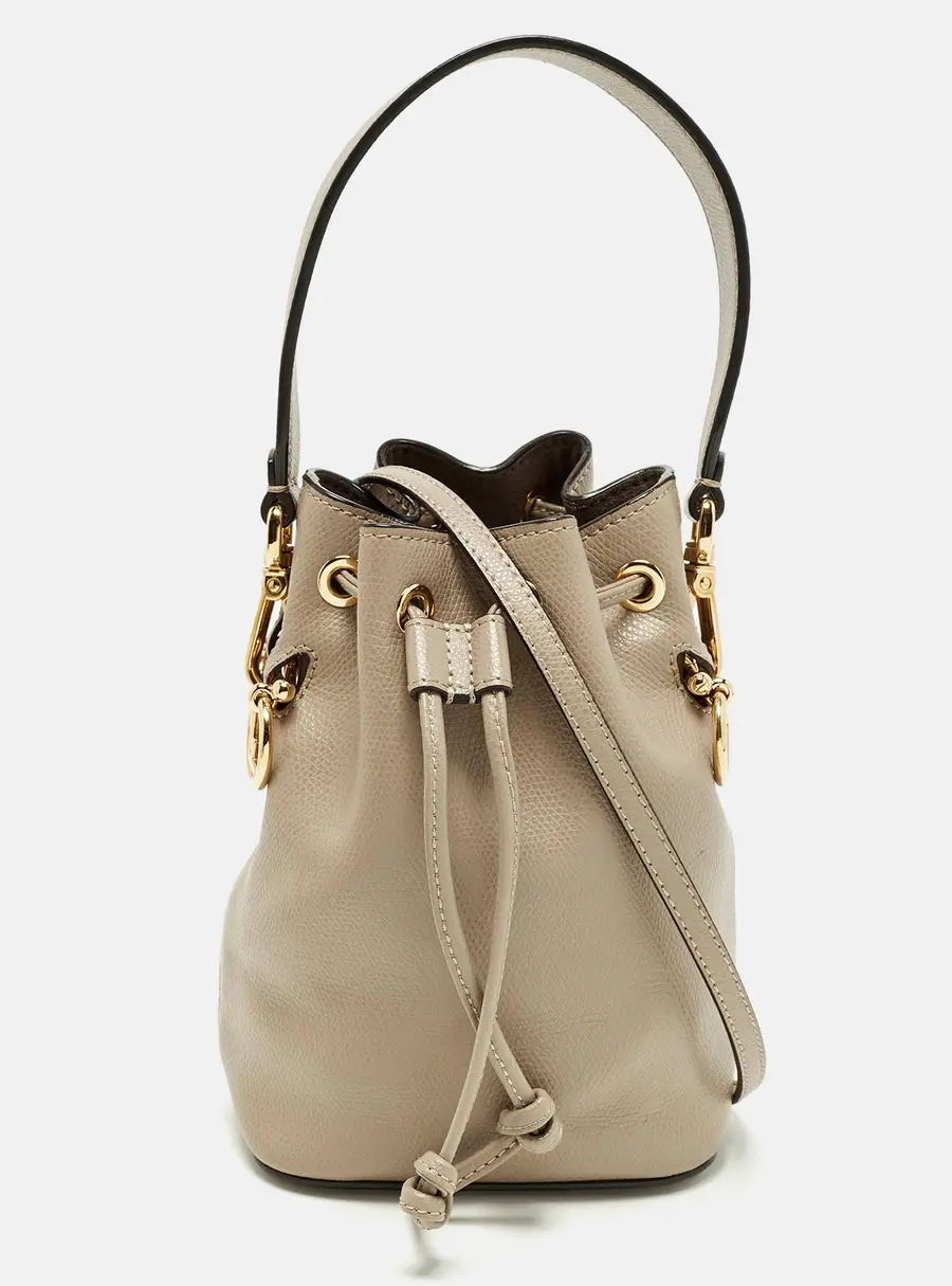 Fendi Mon Tresor Mini Leather Drawstring Bucket Bag