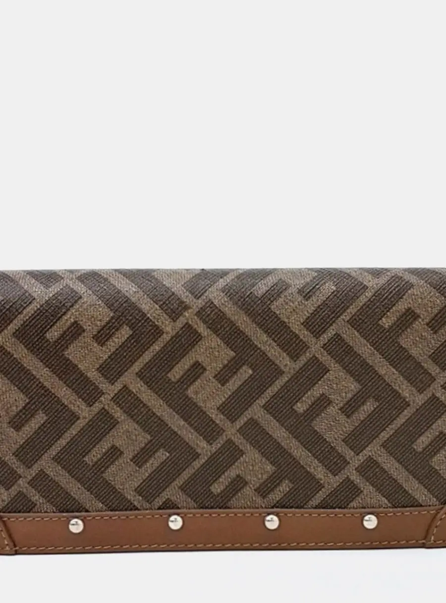 Fendi Zucca Continental Long Brown Coated Canvas Wallet