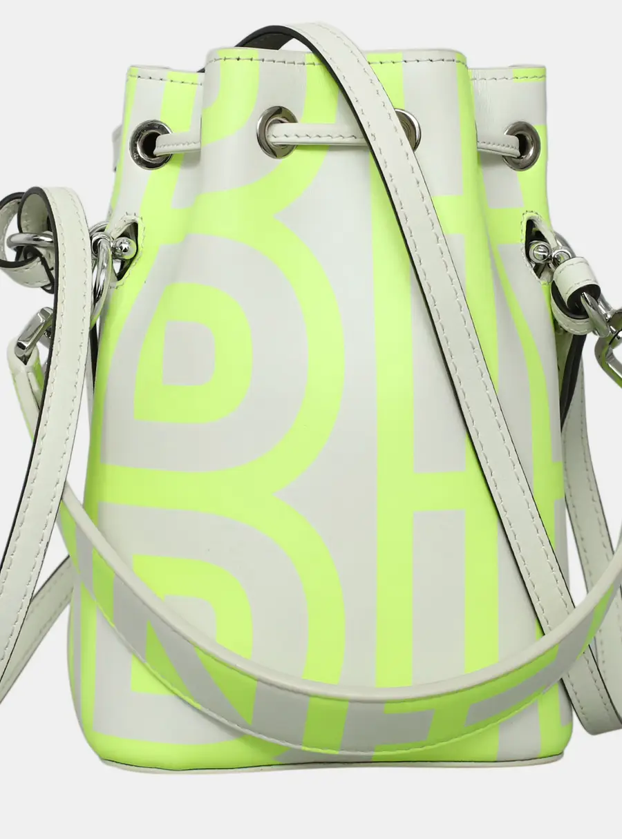 Fendi Mon Tresor Mini White Yellow Suede Bucket Bag
