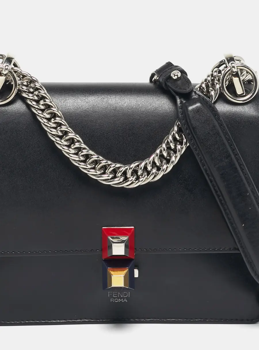 Fendi Kan I Mini Black Leather Shoulder Bag