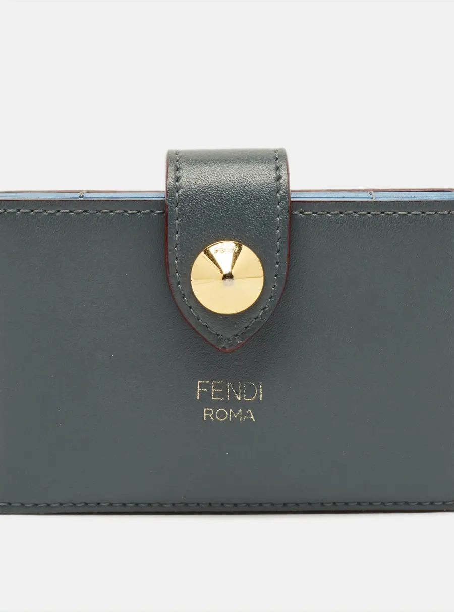 Fendi Multicolor Leather Single Stud Multiple Card Holder