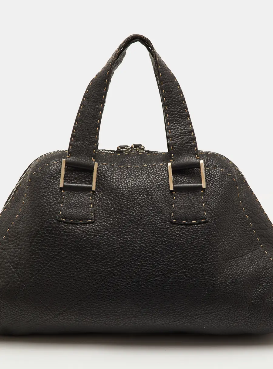 Fendi Selleria Black Leather Dome Satchel