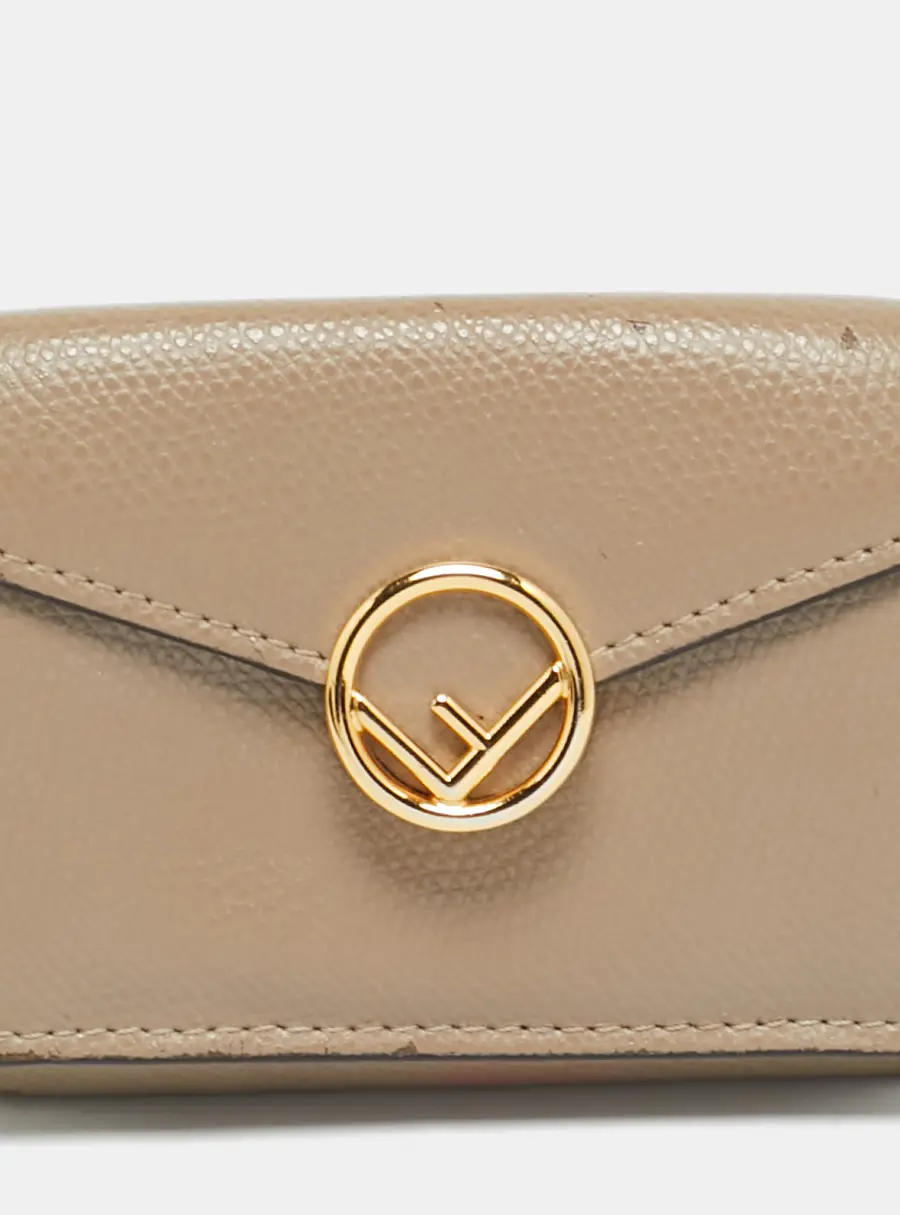 Fendi Baguette Micro Beige Leather Trifold Wallet