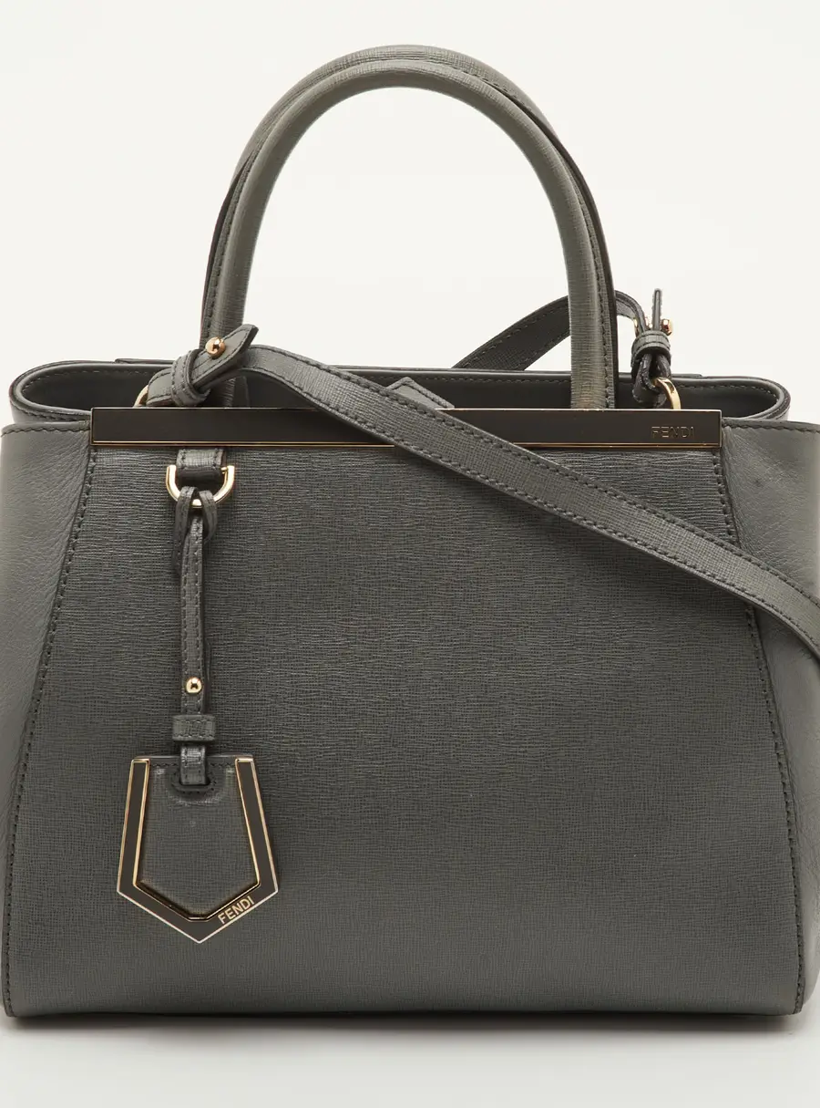 Fendi 2Jours Petite Grey Leather Tote