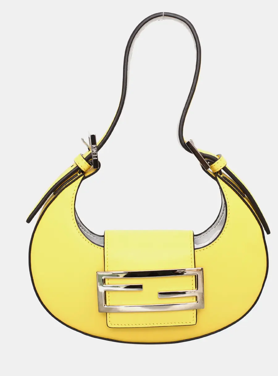 Fendi Cookie Mini Yellow Patent Leather Hobo Bag