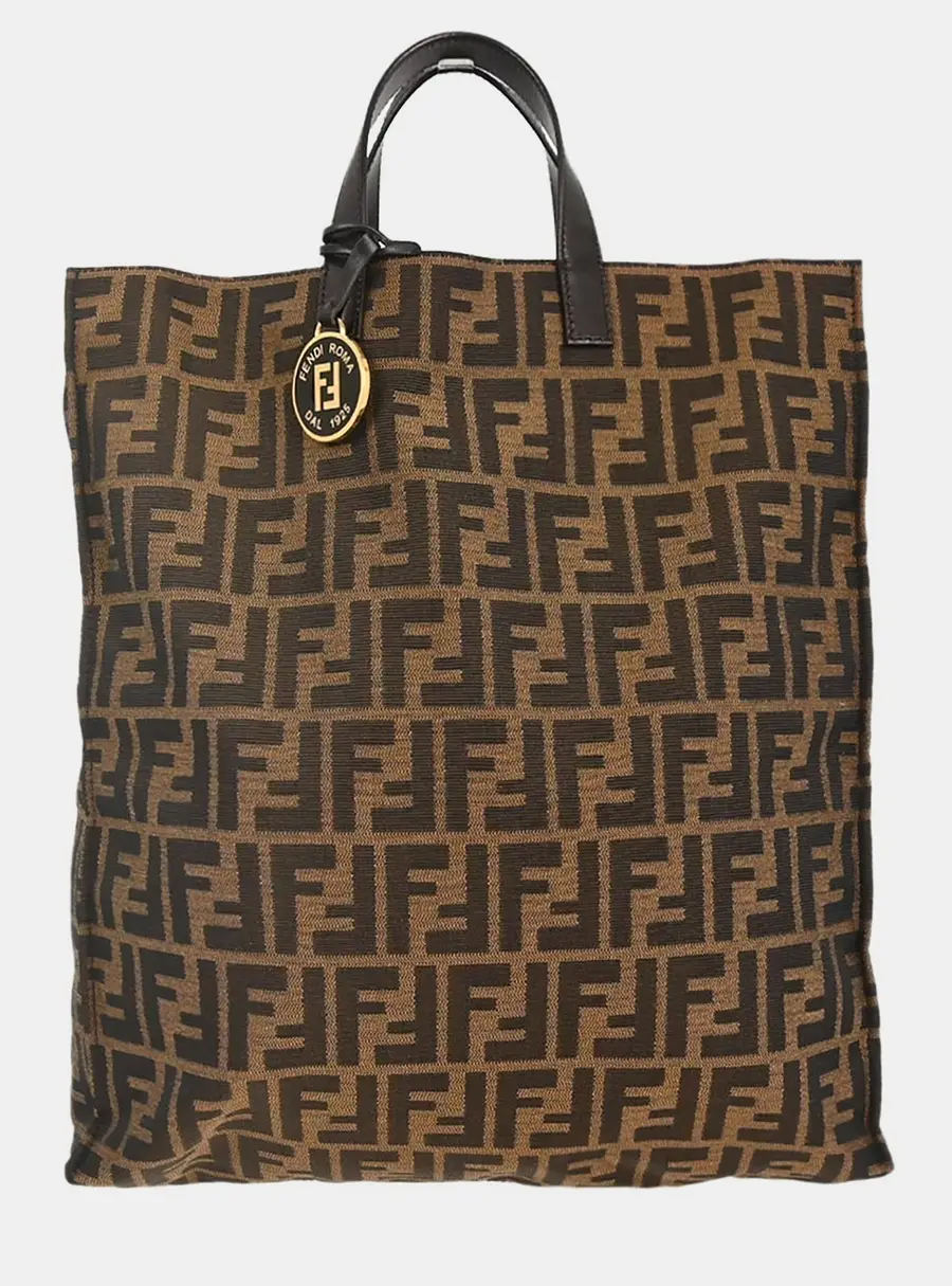 Fendi Zucca Tote Brown Coated Canvas Top Handle Bag